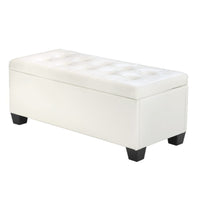 Storage Ottoman Blanket Box 97cm Leather White Furniture Kings Warehouse