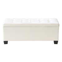 Storage Ottoman Blanket Box 97cm Leather White Furniture Kings Warehouse