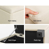 Storage Ottoman Blanket Box 97cm Linen Beige Furniture Kings Warehouse