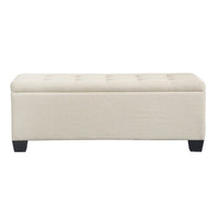 Storage Ottoman Blanket Box 97cm Linen Beige Furniture Kings Warehouse