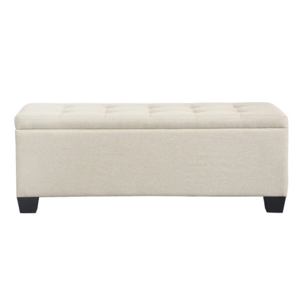 Storage Ottoman Blanket Box 97cm Linen Beige Furniture Kings Warehouse