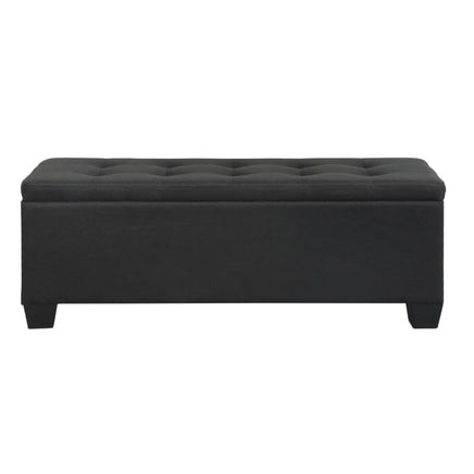 Storage Ottoman Blanket Box 97cm Linen Black Furniture Kings Warehouse
