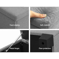 Storage Ottoman Blanket Box 97cm Linen Light Grey Furniture Kings Warehouse