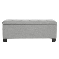 Storage Ottoman Blanket Box 97cm Linen Light Grey Furniture Kings Warehouse