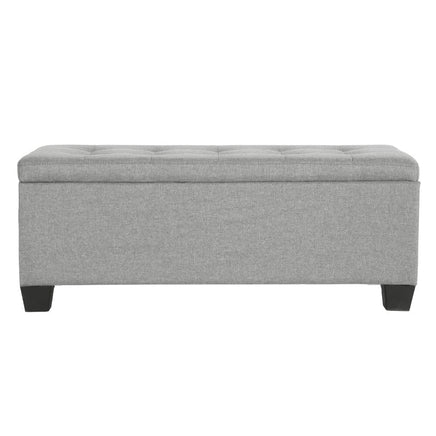 Storage Ottoman Blanket Box 97cm Linen Light Grey Furniture Kings Warehouse