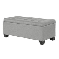 Storage Ottoman Blanket Box 97cm Linen Light Grey Furniture Kings Warehouse