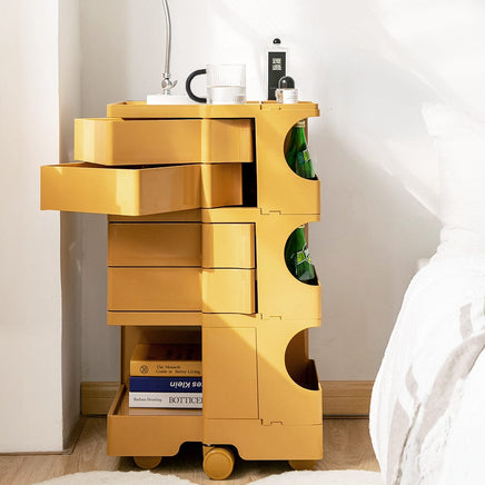 Storage Trolley Bedside Table 5 Tier Cart Boby Replica Yellow Furniture Kings Warehouse