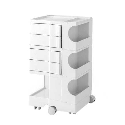 Storage Trolley Cart Bedside Table 5 Tier White Furniture Kings Warehouse