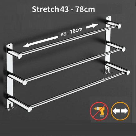 Stretchable 45-75 cm Towel Bar for Bathroom and Kitchen (Three Bars) Kings Warehouse