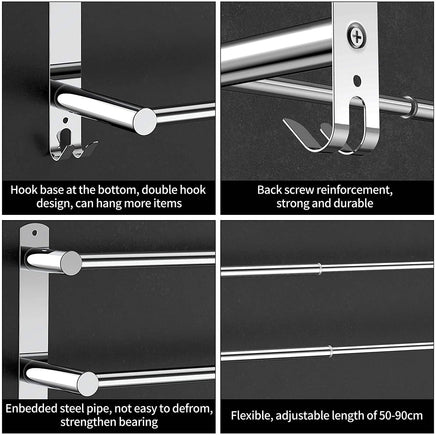 Stretchable 45-75 cm Towel Bar for Bathroom and Kitchen (Three Bars) Kings Warehouse