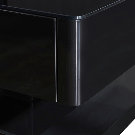 Stylish Coffee Table High Gloss Finish in Shiny Black Colour with 4 Drawers Storage Furniture Kings Warehouse