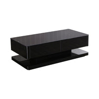 Stylish Coffee Table High Gloss Finish in Shiny Black Colour with 4 Drawers Storage Furniture Kings Warehouse