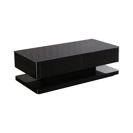 Stylish Coffee Table High Gloss Finish in Shiny Black Colour with 4 Drawers Storage Furniture Kings Warehouse