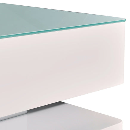 Stylish Coffee Table High Gloss Finish Shiny White Colour with 4 Drawers Storage Furniture Kings Warehouse