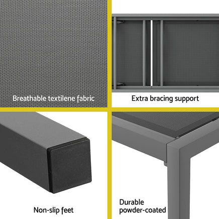 Sun Lounge Outdoor Lounger Aluminium Folding Beach Chair Wheels Patio Furniture Kings Warehouse