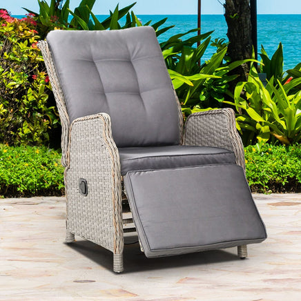 Sun lounge Setting Recliner Chair Outdoor Furniture Patio Wicker Sofa Kings Warehouse