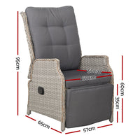 Sun lounge Setting Recliner Chair Outdoor Furniture Patio Wicker Sofa Kings Warehouse