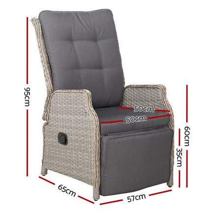 Sun lounge Setting Recliner Chair Outdoor Furniture Patio Wicker Sofa Kings Warehouse