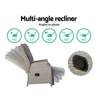Sun lounge Setting Recliner Chair Outdoor Furniture Patio Wicker Sofa Kings Warehouse