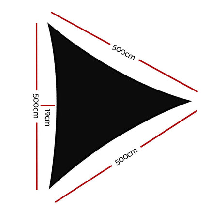 Sun Shade Sail Cloth Shadecloth Outdoor Canopy Triangle 280gsm 5x5x5m Aussie Backyard Blitz Kings Warehouse