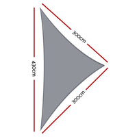 Sun Shade Sail Cloth Shadecloth Right Triangle Canopy 280gsm 3x3x4.3m Summer Sale KingsWarehouse