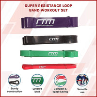 Super Resistance Loop Band Workout Set Sports & Fitness Kings Warehouse