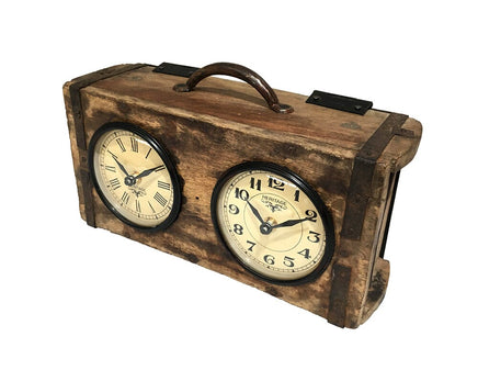 Table Clock - Brick Mould Dual Dial Kings Warehouse
