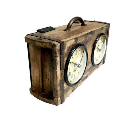 Table Clock - Brick Mould Dual Dial Kings Warehouse