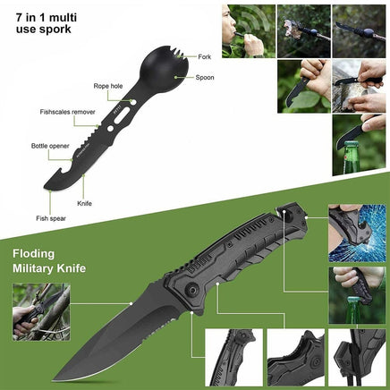 Tactical Emergency Survival Kit Outdoor Sports Hiking Camping SOS Tool Equipment Kings Warehouse