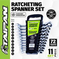 Taipan 11PCE Ratcheting Spanner Set Premium Quality Chrome Vanadium Steel Kings Warehouse 