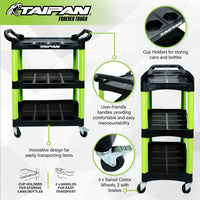 Taipan 3-Tier Work Trolley Handles Swivel Wheels Innovative Design 97 x 68cm Kings Warehouse 