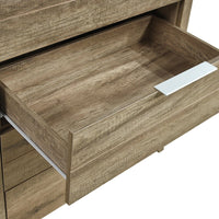 Tallboy with 5 Storage Drawers Natural Wood like MDF in Oak Colour Furniture Kings Warehouse