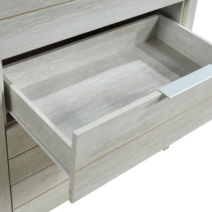 Tallboy with 5 Storage Drawers Natural Wood like MDF in White Ash Colour Furniture Kings Warehouse
