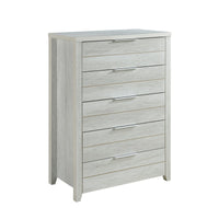 Tallboy with 5 Storage Drawers Natural Wood like MDF in White Ash Colour Furniture Kings Warehouse