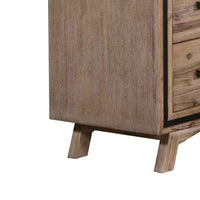 Tallboy with 5 Storage Drawers Solid Acacia Wooden Frame in Silver Brush Colour Furniture Kings Warehouse