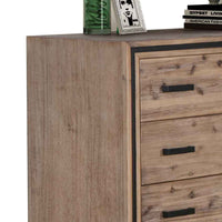Tallboy with 5 Storage Drawers Solid Acacia Wooden Frame in Silver Brush Colour Furniture Kings Warehouse