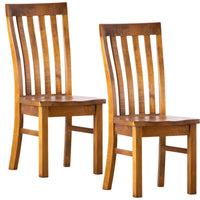 Teasel Dining Chair Set of 2 Solid Pine Timber Wood Seat - Rustic Oak dining Kings Warehouse 