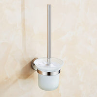 Toilet Brush Holder Wall Mount Rustproof Frosted Glass for Bathroom Kings Warehouse