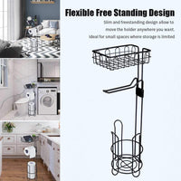 Toilet Paper Holder Stand and Storage Dispenser with Shelf for Bathroom Kings Warehouse 