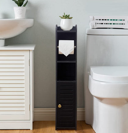 Toilet Paper Roll Holder for Bathroom with roller (Black, 76cm) Kings Warehouse