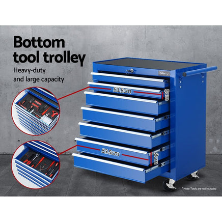 Tool Chest and Trolley Box Cabinet 16 Drawers Cart Garage Storage Blue The Ultimate Christmas Gift Guide Kings Warehouse