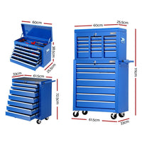 Tool Chest and Trolley Box Cabinet 16 Drawers Cart Garage Storage Blue The Ultimate Christmas Gift Guide Kings Warehouse