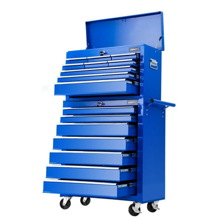 Tool Chest and Trolley Box Cabinet 16 Drawers Cart Garage Storage Blue The Ultimate Christmas Gift Guide Kings Warehouse