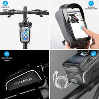 Top Tube Bike Bag With Phone Case Holder Plastic Cover for MTB Mountain Road Commuter Ebike Tourer or Scooter Rockbros Kings Warehouse