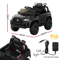 Toyota Ride On Car Kids Electric Toy Cars Tacoma Off Road Jeep 12V Battery Black Big Baby Bazaar Kings Warehouse