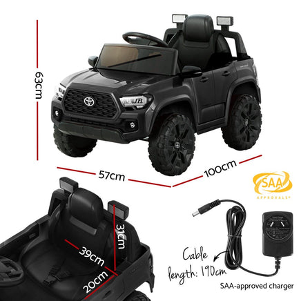 Toyota Ride On Car Kids Electric Toy Cars Tacoma Off Road Jeep 12V Battery Black Big Baby Bazaar Kings Warehouse