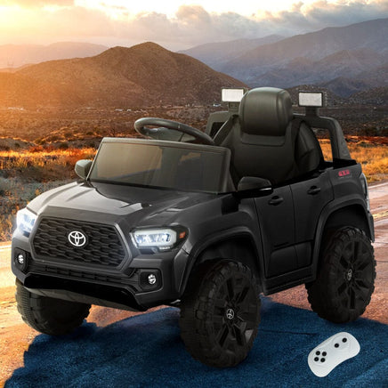 Toyota Ride On Car Kids Electric Toy Cars Tacoma Off Road Jeep 12V Battery Black Big Baby Bazaar Kings Warehouse
