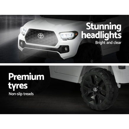 Toyota Ride On Car Kids Electric Toy Cars Tacoma Off Road Jeep 12V Battery White Big Baby Bazaar Kings Warehouse