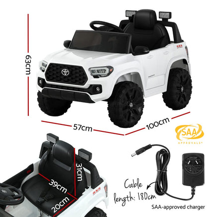 Toyota Ride On Car Kids Electric Toy Cars Tacoma Off Road Jeep 12V Battery White Big Baby Bazaar Kings Warehouse