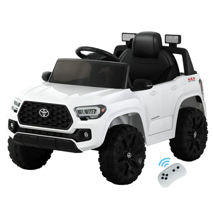 Toyota Ride On Car Kids Electric Toy Cars Tacoma Off Road Jeep 12V Battery White Big Baby Bazaar Kings Warehouse